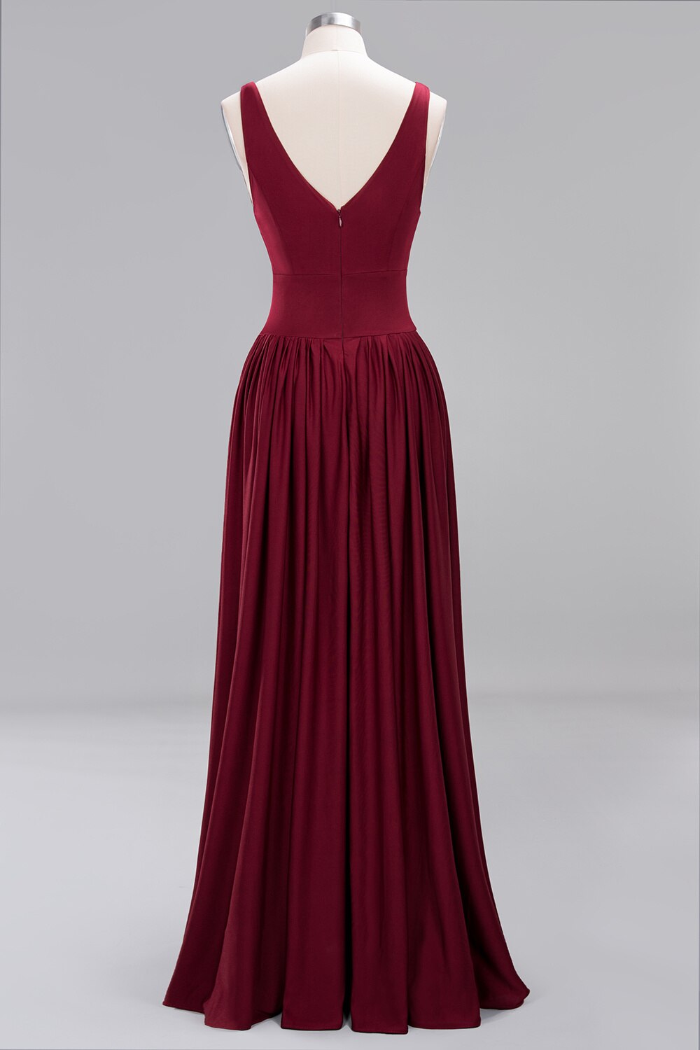 Homecoming Dresses: V Back Champagne Long Prom Dresses Real Photos Solid Prom