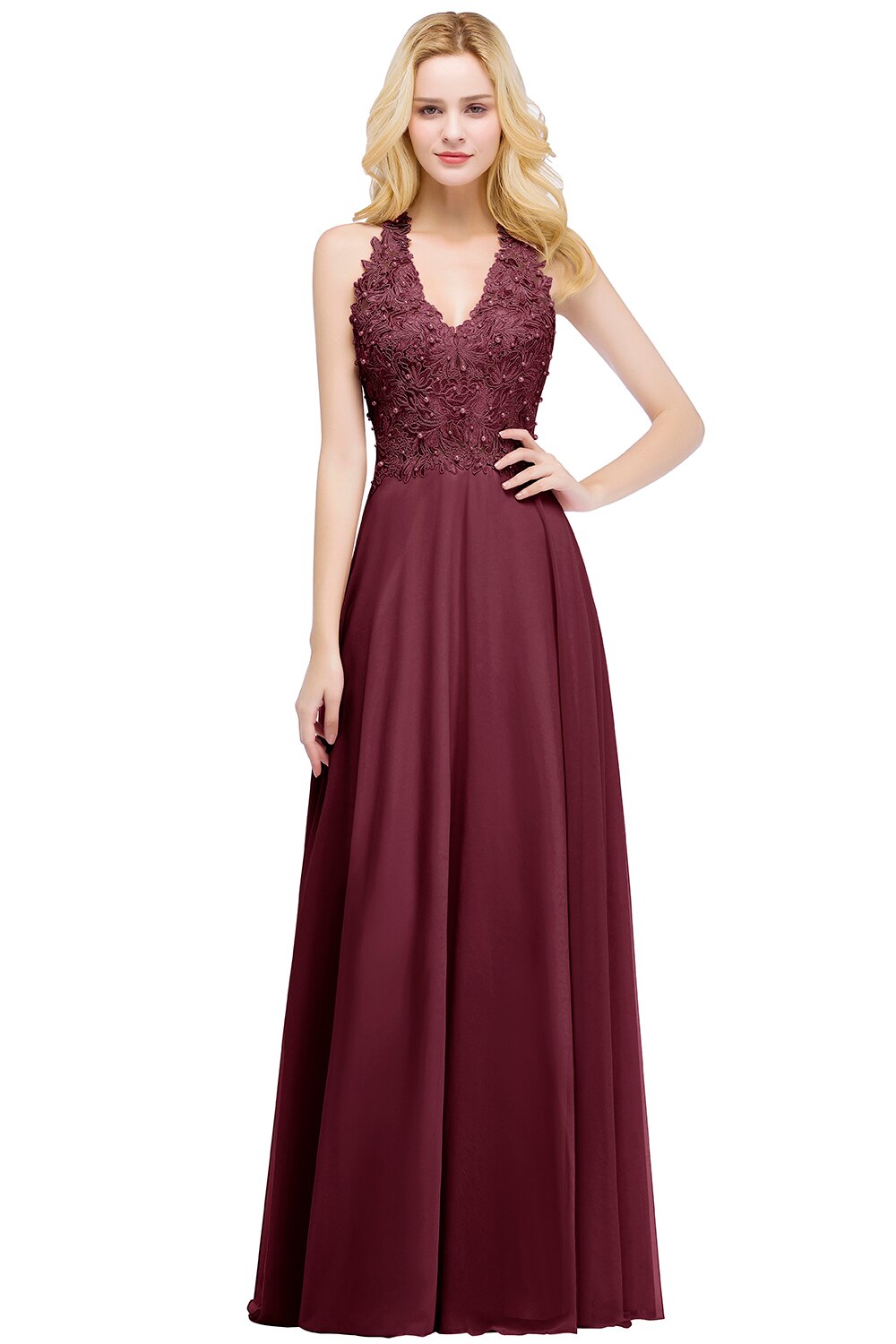 Homecoming Dresses: Prom Dress V Neckline Lace Appliques Crystal Stones Beads
