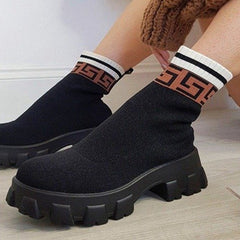 Shoes Woman Boots Knitted Sock Boots Women Thick-soled Short Tube