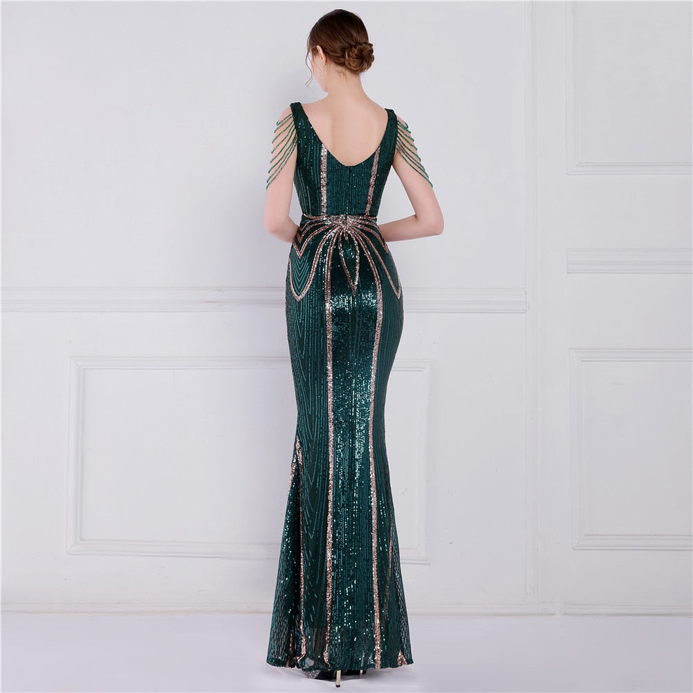 Evening wear Dresses: Long Evening Dress Luxury Beading Formal Dress Women