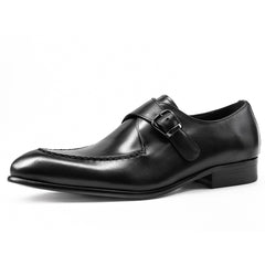 Fashion Monk Shoes Sale Breathable Cow Genuine Leather Pointed Toe Buckle Strap Men Dress Shoes