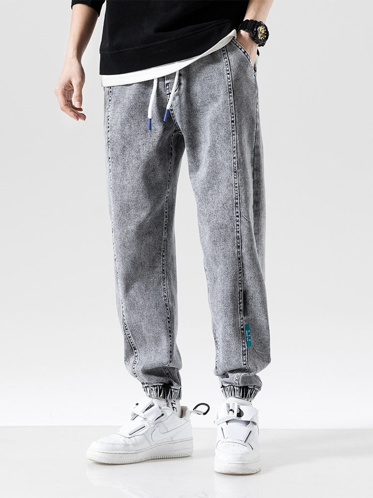 Spring Summer Black Blue Baggy Jeans Men Streetwear Denim Joggers Casual