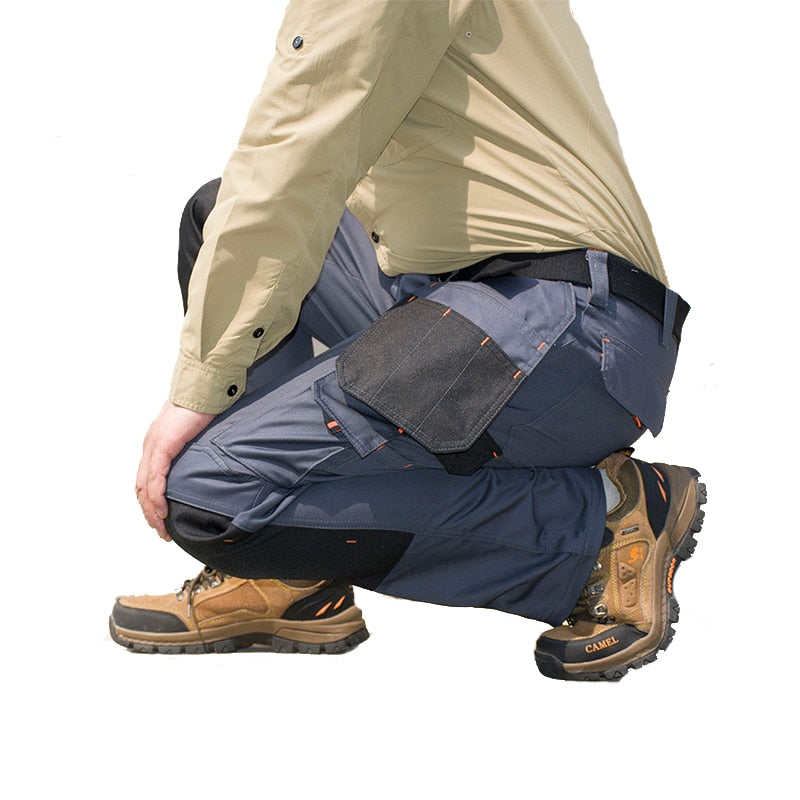 Men Multi-Pocket Cargo Pants Outdoor Safari Style Straight Working