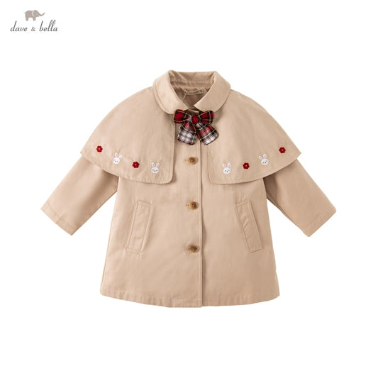 Khaki Cute Girls Coat Spring Autumn Kids Children Clothing