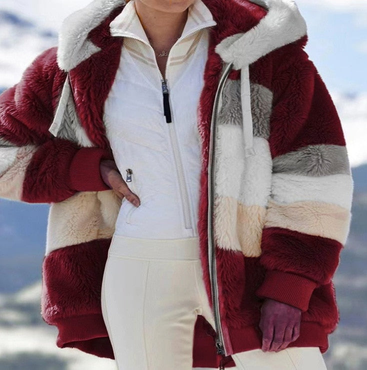 Women Spring and Autumn Oversize Long Teddy Bear Coat Warm Thickening