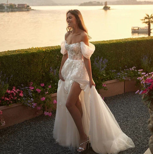 White Bridesmaid Dresses: Elegant A-Line White Wedding Dresses Off The Shoulder