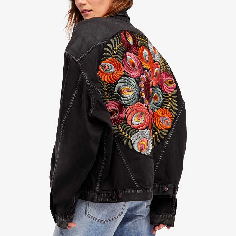 Jacket Black Casual Chic Winter Jacket Women Bohemian Warm Jacket Coat