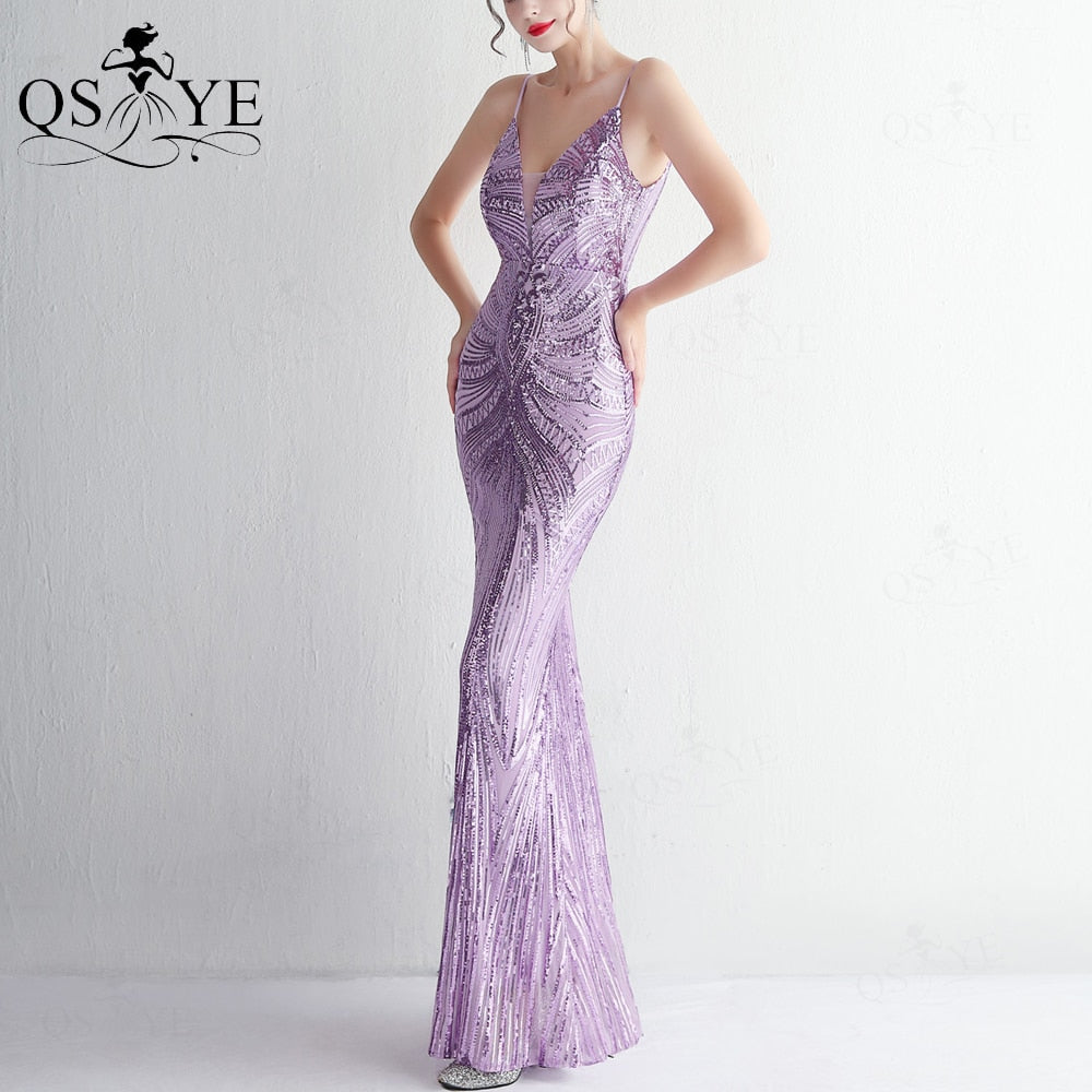 Homecoming Dresses: Purple Prom Dresses Mermaid Pattern Lace Sequin