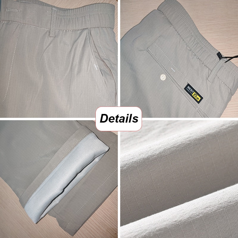 Men Casual Pants Slim Straight Breathable Stretch Classic Trousers for Men
