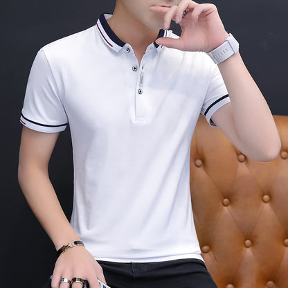 summer casual polo shirt men short sleeve turn down collar slim fit