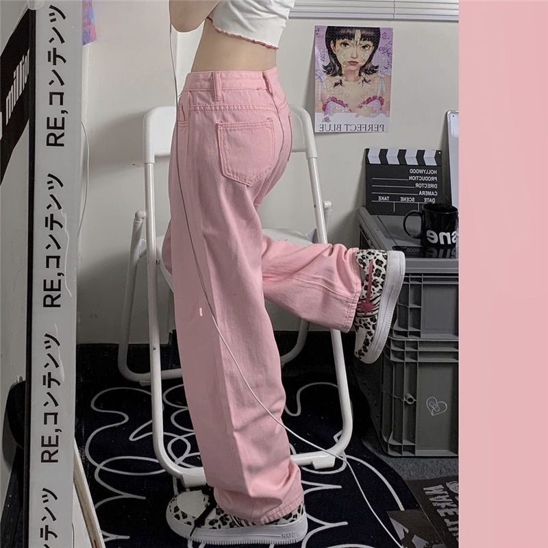 Baggy Pink Jeans Women Kawaii Korean Fashion Oversize