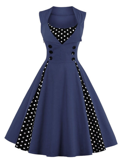 S-4XL Women Robe Retro  Vintage Dress 50s 60s Rockabilly Dot Swing Pin Up