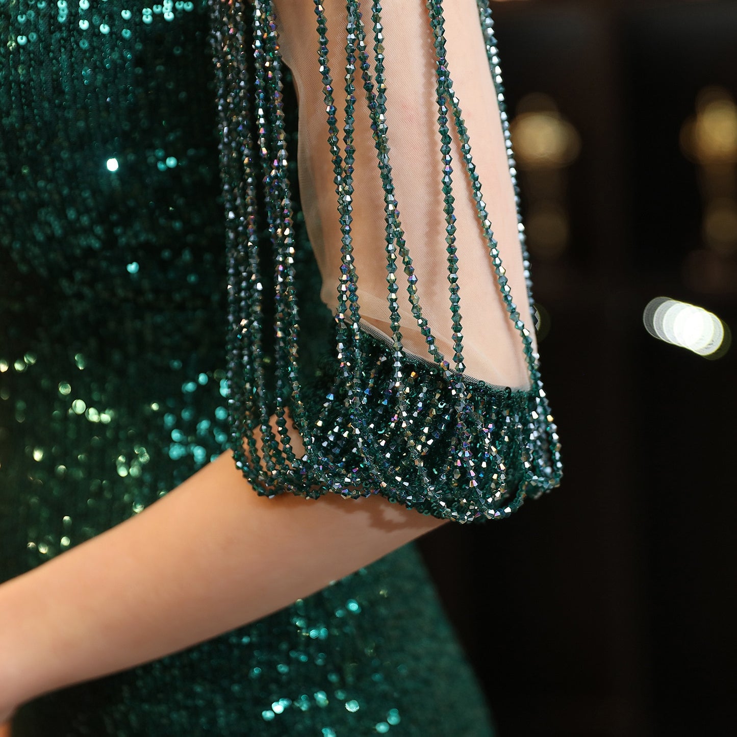 Evening wear Dresses: Beaded Long Formal Dress Women Bodycon Maxi Dress