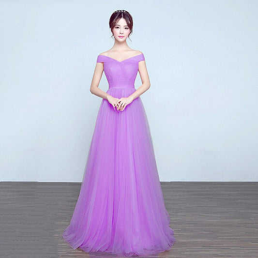 Evening wear Dresses: Prom Dress Women Elegant Wedding Party Dresses Off Shoulder