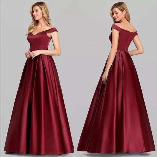 Homecoming Dresses: Off Shoulder Satin Prom Dresses Women Navy Blue Evening