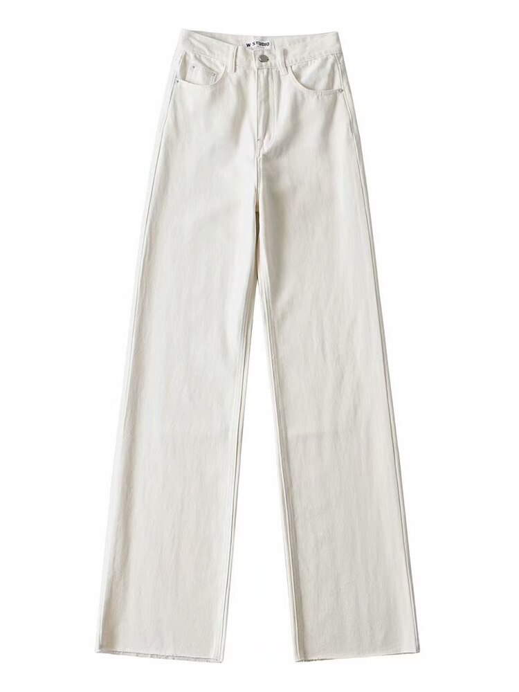 Straight Jeans Women High Waist Streetwear Light Blue Boyfriend Denim