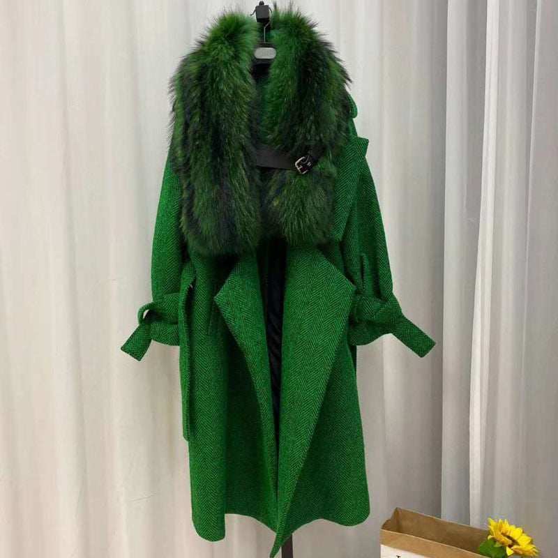 Women Coat Autumn And Winter Natural Fox Collar Removable Real Fur Jacket