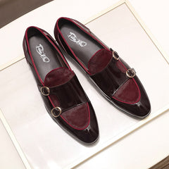 Mens Wedding Loafers Gentlemen Party Dress Shoes Patent Leather with Horse