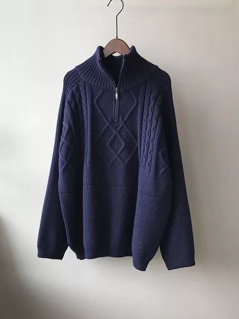 Women Oversized Cable-knit Wool Sweater Thick Warm Knitted Pullover Solid