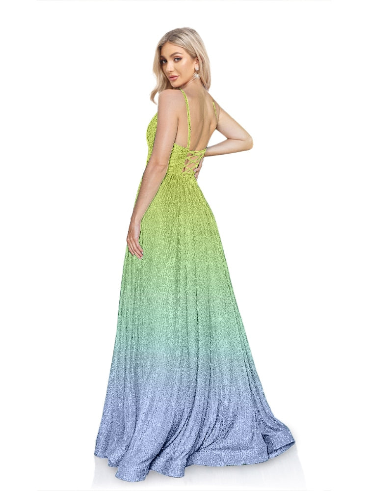 Evening wear Dresses: Elegant Green Red Evening Dress Formal Cocktail Gowns