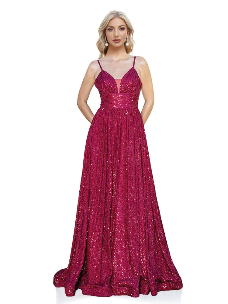 Evening wear Dresses: Long Mermaid Backless Formal Sequin