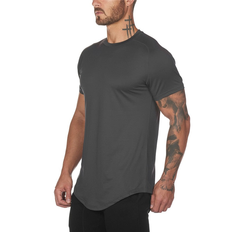 Mesh T-Shirt Clothing Tight Gym Mens Summer New Brand Tops Tees Homme