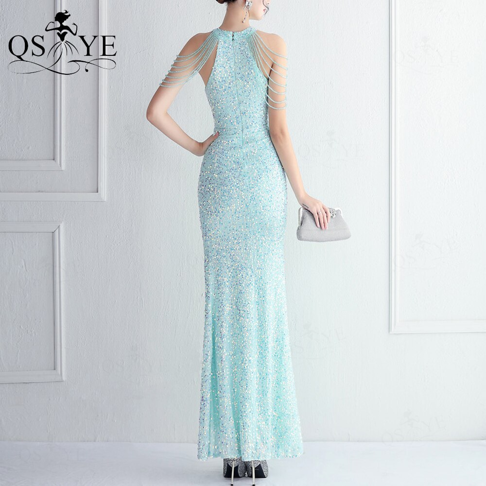 Homecoming Dresses: Prom Dresses Beaded Shoulder Straps Sequin Evening Gown