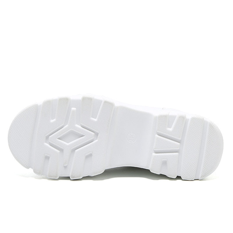 Fujin 8cm Leather Microfiber Women Casual Shoes Platform