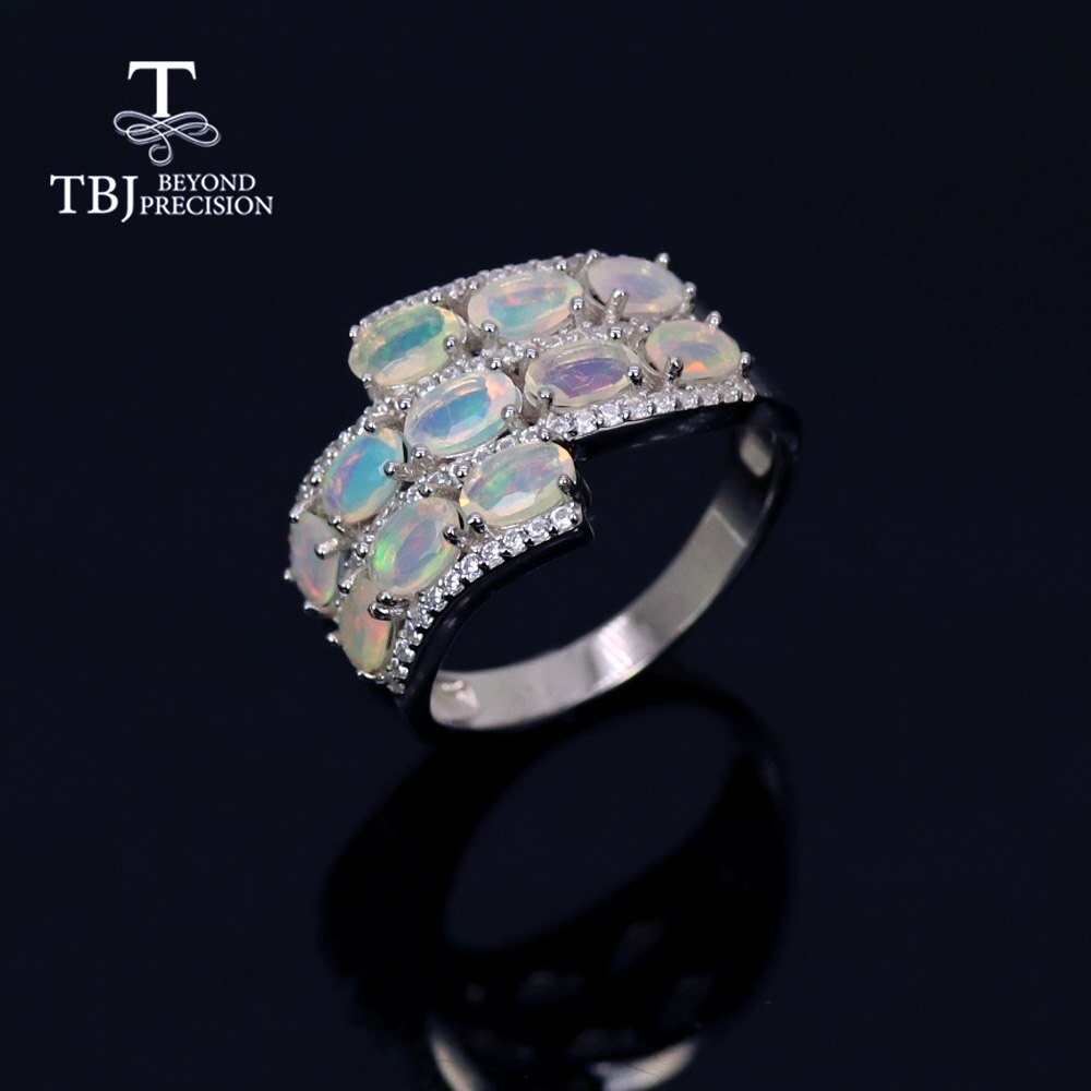 colorful natural opal cut oval 3*5mm women ring 925 sterling silver fine jewelry