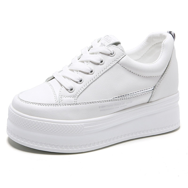 Fujin 8cm Leather Microfiber Women Casual Shoes Platform