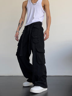 High street retro casual large pocket overalls men and women