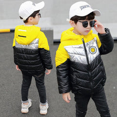 Winter Boys Jackets Thicken Keep Warm Double-Sided Wear Hooded Kids Coat