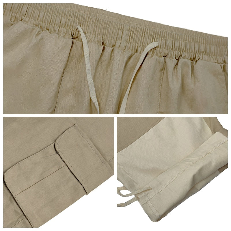 Baggy Black Cargo Pants for Men Khaki Cargo Trousers Male Vintage
