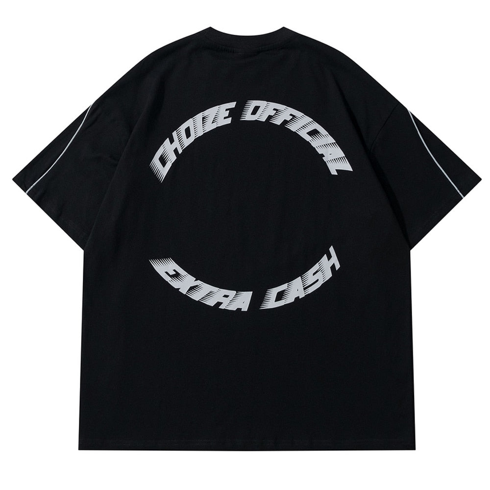 Hip Hop Oversize Men T-Shirt Streetwear Letter Symbol Printed Line Designer