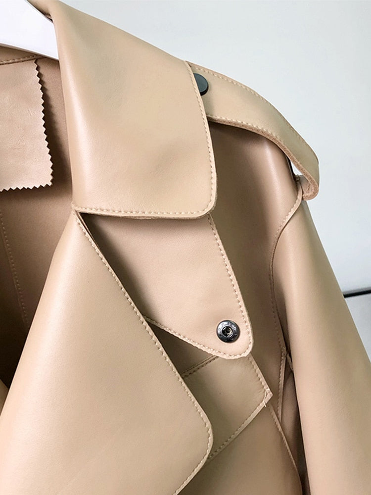 Fashion Faux Soft Leather Jacket Women Loose PU Leather Short Coat One