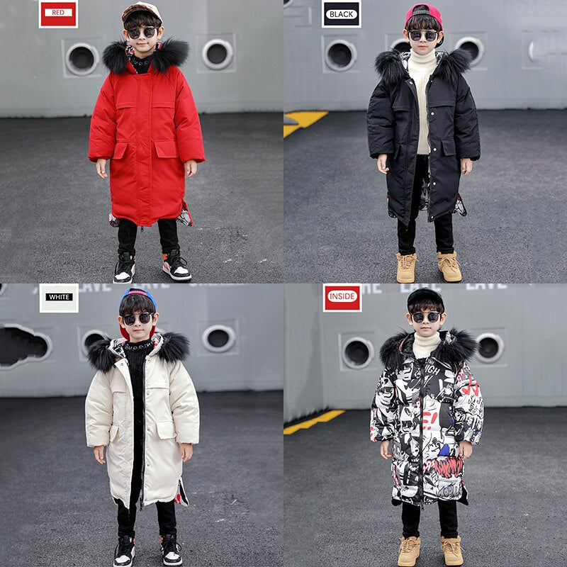 Two-sided Children Outwear Boy Hooded Waterproof Children Jacket Coat