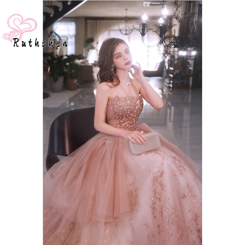 Homecoming Dresses: Prom Dresses Bling Bling Lace Appliques Evening Gown Pink