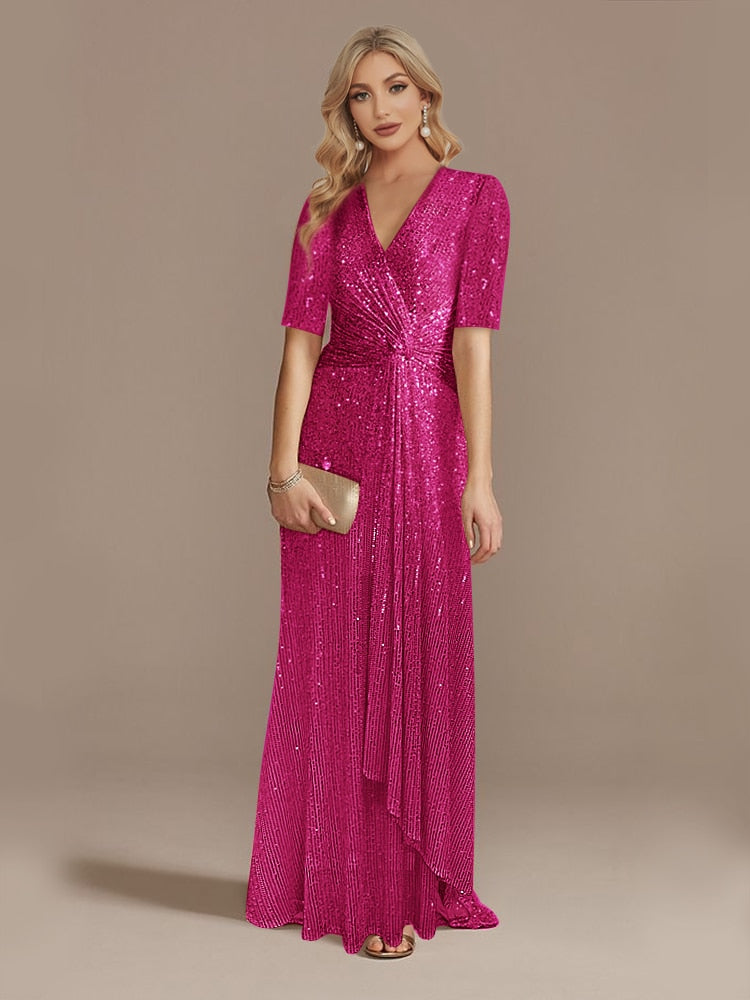 Evening wear Dresses: V-Neck Evening Dresses Women Party Maxi Dress