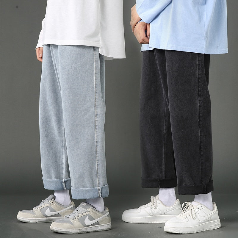 Street Casual Loose Jeans Men Korean Fashion Loose Straight