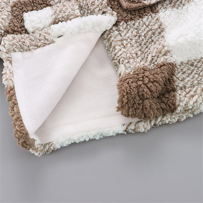 Toddler Girl Plaid Lapel Collar Button Design Coat Jacket for Girls Boy Baby