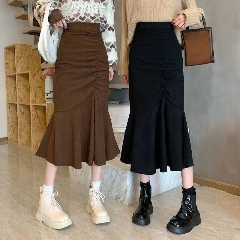 Lucyever Fashion High Waist Midi Skirts for Women Plus Size S-2XL Slim Fit  Hip