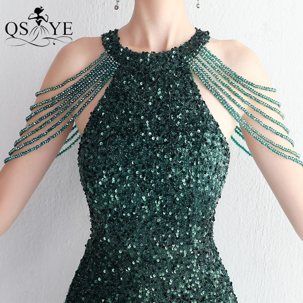 Homecoming Dresses: Prom Dresses Beadings Shoulder Straps Sequin Evening Gown