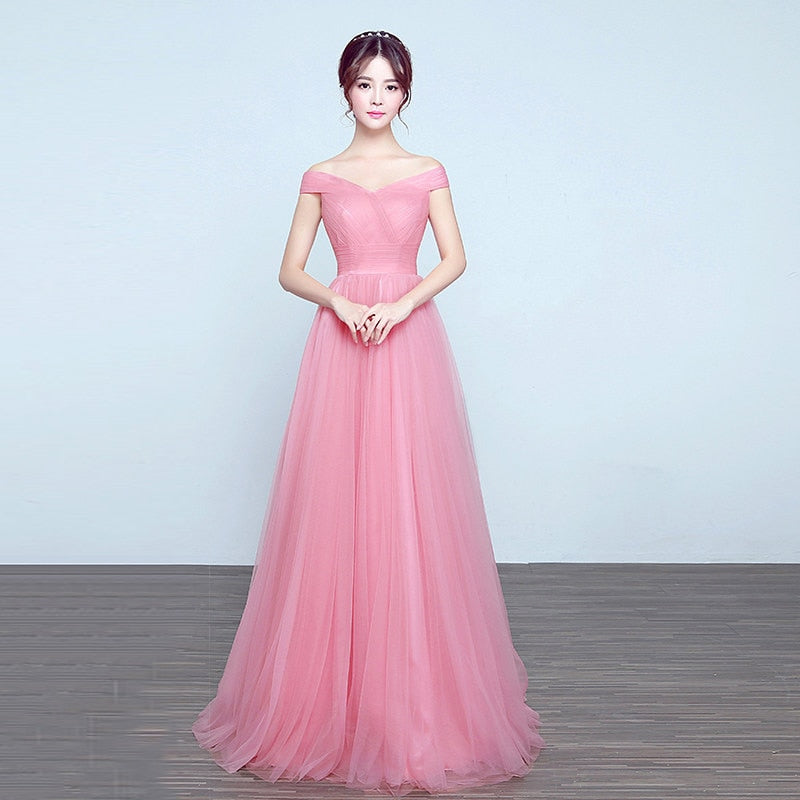 Evening wear Dresses: Prom Dress Women Elegant Wedding Party Dresses Off Shoulder