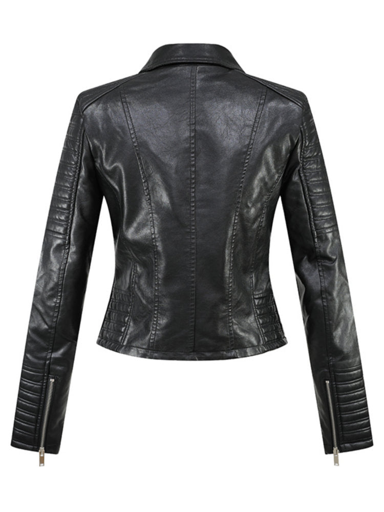 Fashion Women Autumn Winter Motorcycle Faux Leather Jackets Lady Long Coats