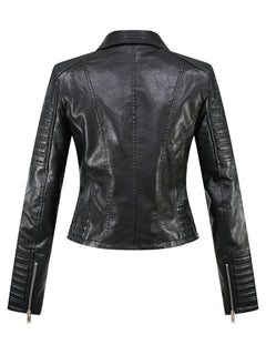 Fashion Women Autumn Winter Motorcycle Faux Leather Jackets Lady Long