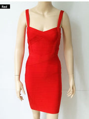 Women Spaghetti Strap Rayon HL Elastic Celebrity Bandage Dress