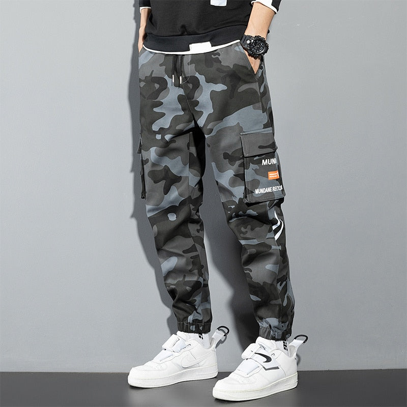 Black Cargo Pants Men Y2K Streetwear Casual Pants Green Plus Size Camo