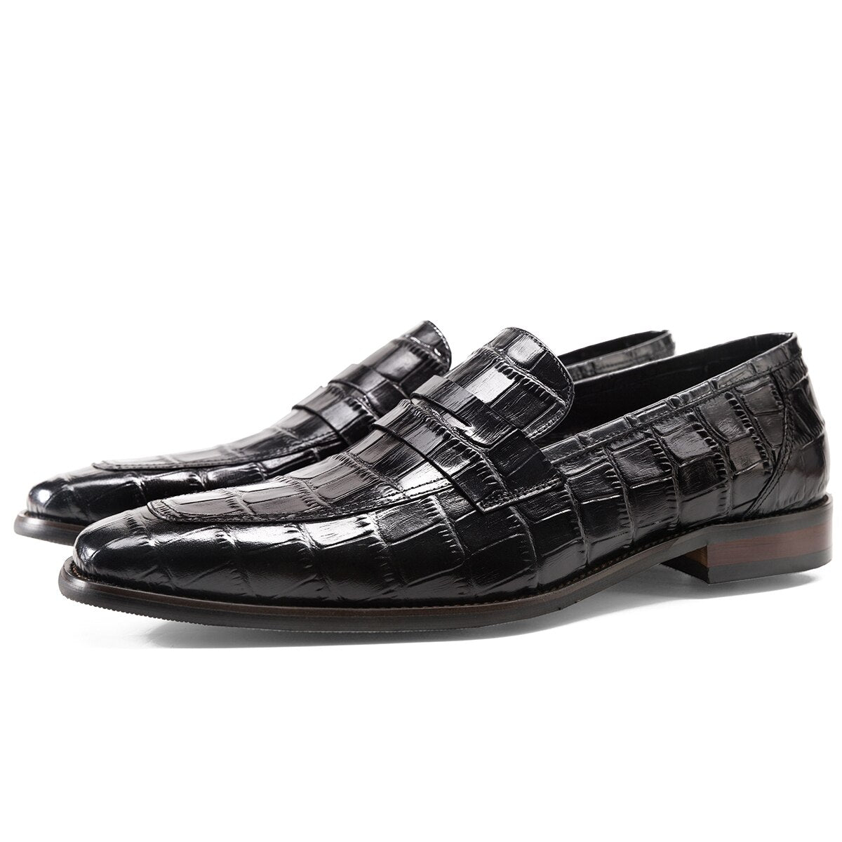 Summer Hot Men Loafer Shoes Real Cow Leather Plaid Prints Slip On  Daily Formal Fashion Luxury Shoes