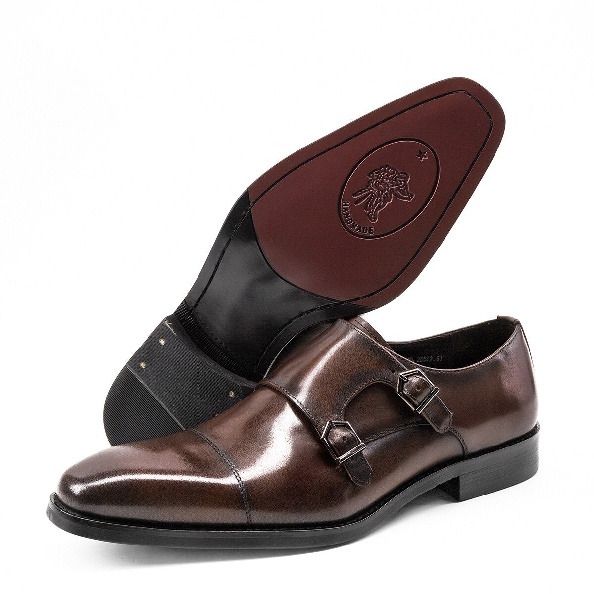 Dress Genuine Leather Shoes Party Buckle Strap Monk Shoes