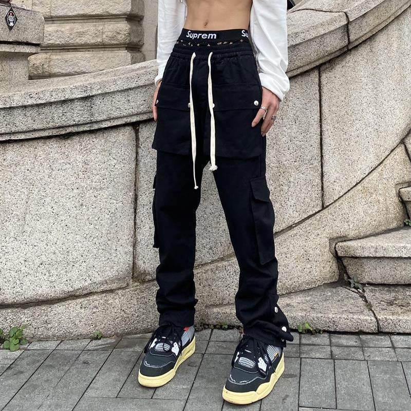 Fashion Chic Men Cargo Pants Streetwear Joggers High Street Techwear Man